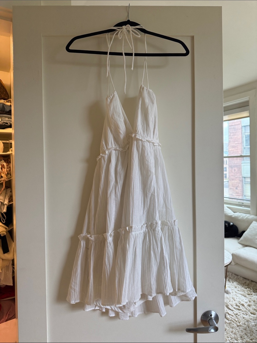 H&M White Tiered Halter Sundress